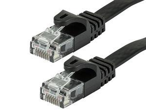 Monoprice Cat5e Ethernet Patch Cable - Network Internet Cord - RJ45, Flat,Stranded, 350Mhz, UTP, Pure Bare Copper Wire, 30AWG, 3ft, Black