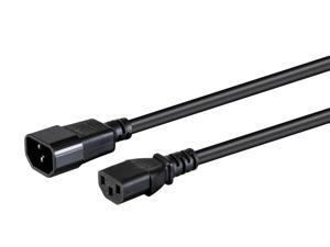 Monoprice Heavy Duty Extension Cord - 1.5 Feet - Black | IEC 60320 C14 to IEC 60320 C13, 14AWG, 15A, SJT, 100-250V