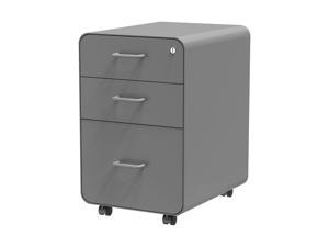Monoprice Round Corner 3-Drawer File Cabinet - Gray With Lockable Drawer - Workstream Collection