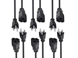 Monoprice 3-Prong Extension Cord - 1 Feet - Black (6 Pack) NEMA 5-15P to NEMA 5-15R, 16AWG, 13A Monoprice 3-Prong Extension Cord - 1 Feet - Black (6 Pack) NEMA 5-15P to NEMA 5-15R, 16AWG, 13A