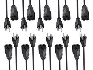 Monoprice 3-Prong Extension Cord - 3 Feet - Black (10 Pack) NEMA 5-15P to NEMA 5-15R, 16AWG, 13A