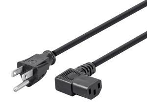 Monoprice 3ft 18AWG Power Cord w/ 3 Conductor PC Power Connector Socket, 10A (NEMA 5-15P to Right Angle IEC-320-C13)