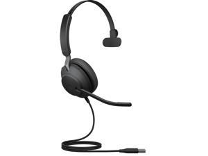 Jabra Evolve2 40 MS Wired Headphones, USB-A, Mono, Black - Telework Headset for Calls and Music, Enhanced All-Day Comfort, Passive Noise Cancelling Headphones, MS-Optimized with USB-A Connection