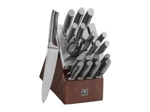 Henckels Graphite 20-pc Self-Sharpening Knife Set with Block, Chef Knife, Paring Knife, Utility Knife, Bread Knife, Steak Knife, Brown, Stainless Steel