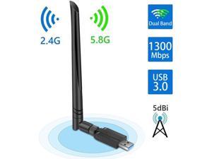 USB WiFi Adapter 1300Mbps, USB 3.0 Wireless Network Adapter, 802.11ac WiFi ...