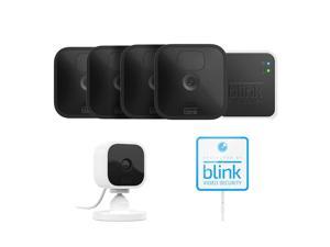 Blink 5 Camera System - 4 Outdoor Battery Powered Cameras, 1 Mini Indoor Plug-in Camera, with Yard Sign Security Surveillance System