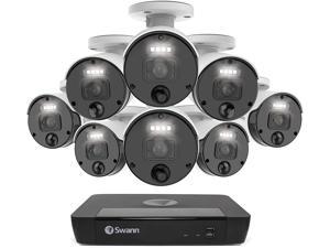 Swann Security Camera System CCTV, 8 Camera 8 Channels POE NVR Master 4K Upscale Video Wired Surveillance, Indoor Outdoor, Night Vision, Heat Motion Detection, SWNVK-876808