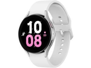 SAMSUNG Galaxy Watch 5 44mm Bluetooth Smartwatch w Body Health Fitness and Sleep Tracker Improved Battery Sapphire Crystal Glass Enhanced GPS Tracking US Version Silver Bezel w White Band