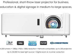 Optoma ZH406STx Short Throw Full HD Professional Laser Projector | DuraCore Laser Technology | High Bright 4,200 Lumens | 4K HDR Input | Four Corner Image Adjustment | Network Compatible