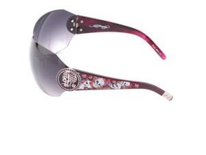 Ed Hardy Sunglasses Women's Crystal 3 Skulls Amethyst Frame Grey Lens Ed Hardy Sunglasses Women's Crystal 3 Skulls Amethyst Frame Grey Lens