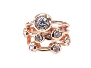 Yellow or Rose Gold Central Diamond Center 16-10135-P NANA Princess Mothers Ring with 1 to 6 Simulated Birthstones in Silver or 10k White