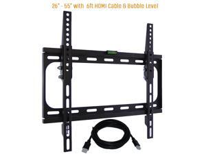 Tilt TV Wall Mount Bracket Fits 26-55" TV's 400x400 VESA Low Profile Ultra Slim including Bubble Level & 6ft. HDMI Cable &-(Black)- KORAMZI KWM989T Tilt TV Wall Mount Bracket Fits 26-55" TV's 400x400 VESA Low Profile Ultra Slim including Bubble Level & 6ft. HDMI Cable &-(Black)- KORAMZI KWM989T
