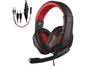 Wired PC gaming headset, 3.5mm live game chat subwoofer stereo headset, earplugs with microphone noise reduction headset, suitable for computers, notebooks, mobile phones, PS4, Black + Red Wired PC gaming headset, 3.5mm live game chat subwoofer stereo headset, earplugs with microphone noise reduction headset, suitable for computers, notebooks, mobile phones, PS4, Black + Red