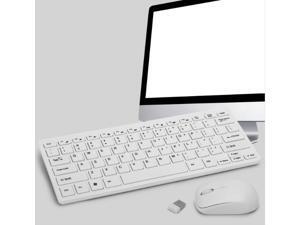 Ultra-thin 2.4Ghz wireless keyboard and mouse combination, with USB wireless receiver, suitable for Windows, computers, desktops, PCs, laptops Mac-white
