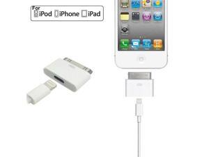 8 Pin Female to 30 Pin Male Adapter,Compatible with Smartphones, Tablets, Cars, Sound-Docks and More -White