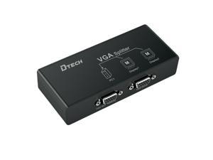 HD video VGA splitter, 1 input 2 output, plug and play, black