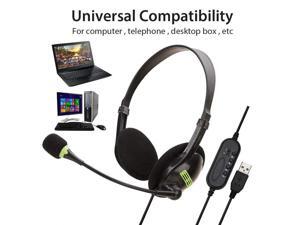 USB Computer Headset, Wired Business Communication Online Chat Headphone With Noise Reduction Microphone and Audio Control for PC UC Skype Lync Softphone Call Center Office Games School Education USB Computer Headset, Wired Business Communication Online Chat Headphone With Noise Reduction Microphone and Audio Control for PC UC Skype Lync Softphone Call Center Office Games School Education