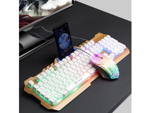 USB wired gaming keyboard and mouse combination, 7 different RGB backlit mechanical gaming keyboards, mouse with wire ergonomics, suitable for Windows Laptop PC gamers, 104 keys, White USB wired gaming keyboard and mouse combination, 7 different RGB backlit mechanical gaming keyboards, mouse with wire ergonomics, suitable for Windows Laptop PC gamers, 104 keys, White