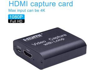 HDMI Audio Video Capture Card, 4K HD HDMI Video Capture Card with HDMI Loop Out, Broadcast Live Stream and Record, Full HD 1080P Live Streaming Video Game Grabber Converter HDMI Audio Video Capture Card, 4K HD HDMI Video Capture Card with HDMI Loop Out, Broadcast Live Stream and Record, Full HD 1080P Live Streaming Video Game Grabber Converter