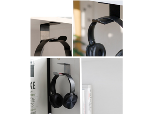 Headset Hook Holder Headphone Hanger,  Universal PC Gaming Headset Hanger Mount Earphone Stand Under-Desk Earbuds Hook Organizer for Headphone with Strong Adhesive Tape-Black