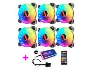 RGB Series Case Fan 6 Packs, 120mm Case Cooler with Remote Music Controller, Reinforced Silent Fan Blade Design, Adjustable Color Non-Slip PC Computer LED Radiator--6pin RGB Series Case Fan 6 Packs, 120mm Case Cooler with Remote Music Controller, Reinforced Silent Fan Blade Design, Adjustable Color Non-Slip PC Computer LED Radiator--6pin