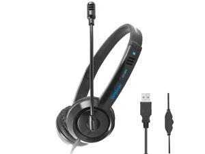 USB Wired Headset with Noise Canceling Microphone and Volume Controller, PC Computer Headphone for UC Softphones Business Skype Lync Conference Online Course Remote Work USB Wired Headset with Noise Canceling Microphone and Volume Controller, PC Computer Headphone for UC Softphones Business Skype Lync Conference Online Course Remote Work