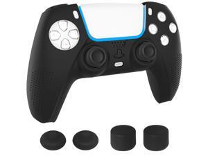 PS5 Controller Skin, Silicone Gel Non Slip Controller Protective Cover with 4 Thumb Grip Caps for Sony Playstation 5 Dualsense Controller (Black) PS5 Controller Skin, Silicone Gel Non Slip Controller Protective Cover with 4 Thumb Grip Caps for Sony Playstation 5 Dualsense Controller (Black)