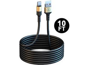USB Type C Charging Cable 10FT 3A Fast Charging Cord High Speed Data Sync Transfer Charger Cable for Samsung Galaxy Note Huawei Google Pixel Nokia Smartphone