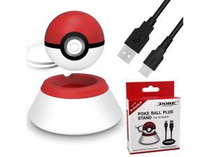 Nintendo Switch 2018 Poke Ball Plus Controller Charging Stand, Pokemon Lets Go Pikachu Eevee Game with 2.6ft Type-C Charger Cable & Non slip Pad (White & Red)