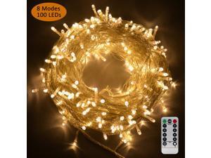 Fairy String Lights 100 LEDs 8 Modes Icicle Lights with Remote Control Warm White Twinkle Light Battery Powered Decorative Lights for Outdoor Indoor Wedding Birthday Party Garden Bedroom Stage Fairy String Lights 100 LEDs 8 Modes Icicle Lights with Remote Control Warm White Twinkle Light Battery Powered Decorative Lights for Outdoor Indoor Wedding Birthday Party Garden Bedroom Stage