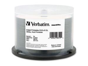 VERBATIM AMERICAS LLC 98319 DVD+R DL 8.5GB 8X INKJET PRINTABLE 50PK VERBATIM AMERICAS LLC 98319 DVD+R DL 8.5GB 8X INKJET PRINTABLE 50PK