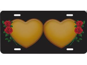 Double Hearts Roses Gold Airbrush License Plate Free Names on Air Brush