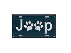 Jeep With Paw Prints Metal License Plate Jeep With Paw Prints Metal License Plate
