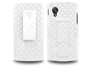 Amzer Shellster Shell Case Holster w/ Kickstand for LG Nexus 5 D820 - White