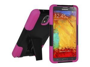 Amzer Double Layer Hybrid Case Cover with Kickstand For Samsung GALAXY Note 3 N900, N9000, N9005 - Black/ Hot Pink (Fit All Carriers)