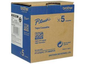 BROTHER MOBILE SOLUTIONS HGE2315PK 0.47 IN X 26.2 FT (12MM X 8M), BLACK INK ON WHITE LABEL, 5 PACK