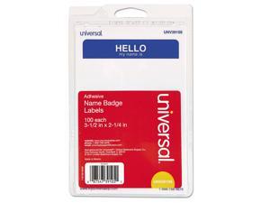 Innovera 92235 Hello Self-Adhesive Name Badges, 3 1/2 X 2 1/4, White/Blue, 100/Pack Innovera 92235 Hello Self-Adhesive Name Badges, 3 1/2 X 2 1/4, White/Blue, 100/Pack