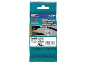 Brother TZEFX231CS Tze Flexible Tape Cartridge For P-Touch Labelers 1/2 Inch X 26-1/5 Ft Black On White