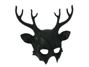 Dark Demon Matte Black Wicked Deer Adult Costume Mask