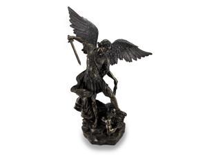 Saint Michael Slays Lucifer Bronzed Sculptured Statue 31 in.