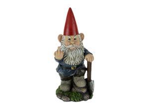 Naughty Garden Gnome with Axe Flipping Bird Statue
