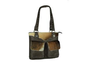 Montana West Trinity Ranch Hair-On Leather Trim Shoulder Tote Bag