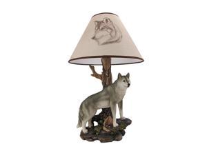`Denizen of Twilight` Gray Wolf Table Lamp