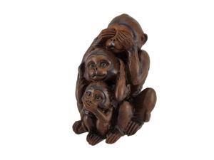 No Evil Monkeys Faux Wood Carving Statue