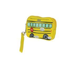 Bright Yellow Canvas School Bus Wristlet Clutch Purse