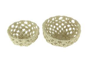 Off-White Handwoven Macrame Decorative Bowls Set of 2