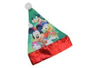 15" Disney Mickey Mouse and Friends Children's Green Santa Hat with Red Trim 15" Disney Mickey Mouse and Friends Children's Green Santa Hat with Red Trim