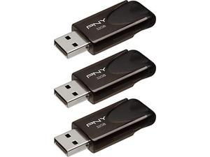 PNY Attache USB 2.0 Flash Drives, 32GB 3-Pack, Black (P-FD32GX3ATT4-GE)
