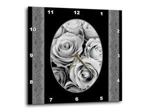 10 by 10 3dRose DPP/_154274/_1 Letter C Monogrammed Black and White Zebra Stripes Animal Print with Hot Pink Personalized Initial Wall Clock
