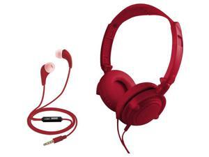 Coby CVH-807-RED 2 in 1 Headphones & Earbuds with Built-In Mic (Red) Coby CVH-807-RED 2 in 1 Headphones & Earbuds with Built-In Mic (Red)